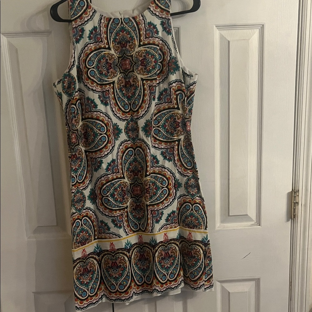 London Times White and Blue Patterned Mini Dress